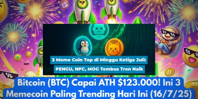 3 Meme Coin Naik Tajam saat Bitcoin Turun Hari Ini